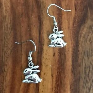 Bunny Easter Earrings Pewter